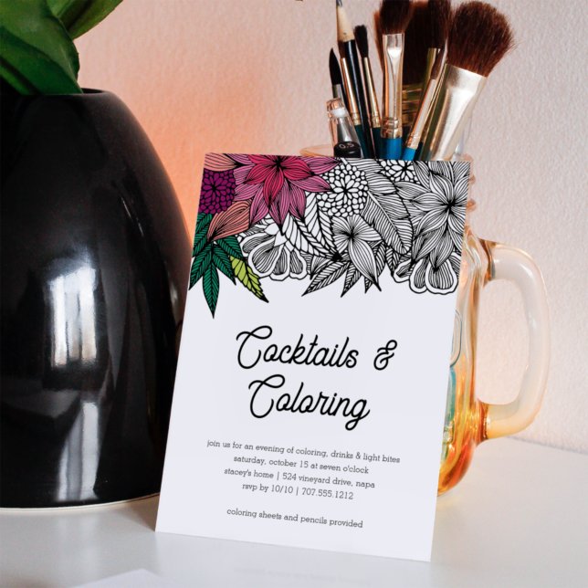 Cocktails and Coloring Party Inbjudningar (Skapare uppladdad)