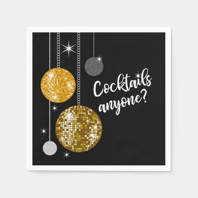 Cocktails any disco boll napkin pappersservett (Framsidan)