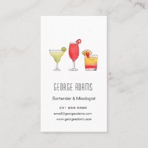 Cocktails Blandade drinkar akvarell bartender Affä Visitkort