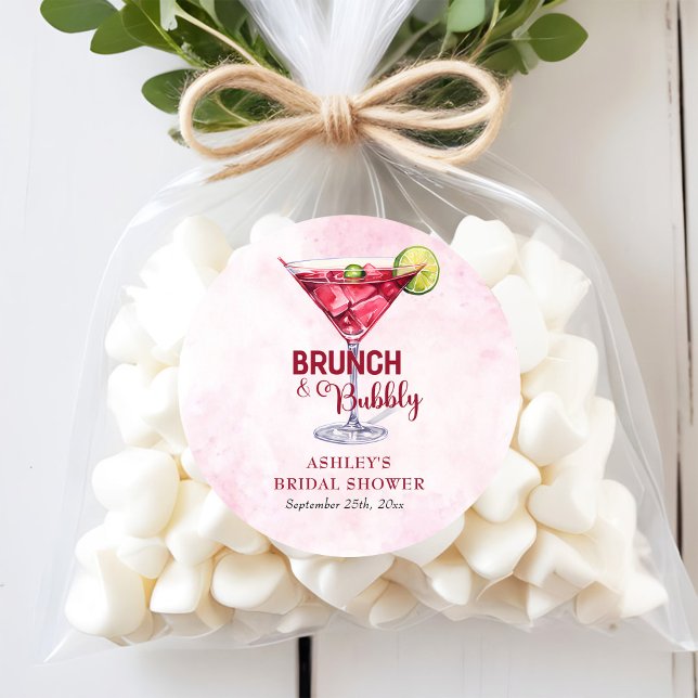 Cocktails Brunch & Bubbly Bröllopsfest  Runt Klistermärke (Skapare uppladdad)