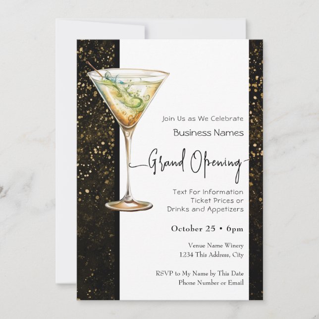 Cocktails Business Grand Open Inbjudningar (Framsida)