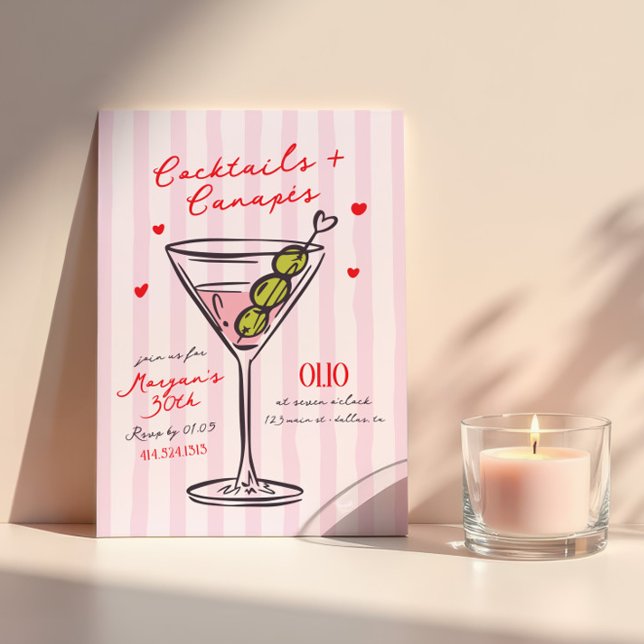 Cocktails & Canapés Flicknatt Födelsedag Inbjudningar (Skapare uppladdad)