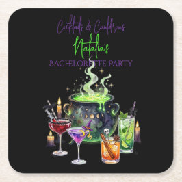 Cocktails & Cauldrons Halloween Sängkammarparty Underlägg Papper Kvadrat