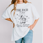 Cocktails Club Bachelorette Party Black T Shirt<br><div class="desc">Celebrate in style with this personalized bachelorette party t-shirt featuring a chic cocktail party theme! Perfect for the bride tribe, this fun and flirty tee includes custom names, date, or location—ideal for girls' night out, bridal shower, or weekend getaway. The trendy design with cocktails and glam fonts makes it a...</div>