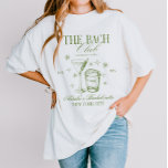 Cocktails Club Bachelorette Party Green T Shirt<br><div class="desc">Celebrate in style with this personalized retro green bachelorette party t-shirt featuring a chic cocktail party theme! Perfect for the bride tribe, this fun and flirty tee includes custom names, date, or location—ideal for girls' night out, bridal shower, or weekend getaway. The trendy design with cocktails and glam fonts makes...</div>