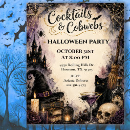 Cocktails & Cobwebs Halloween-fest Inbjudningar