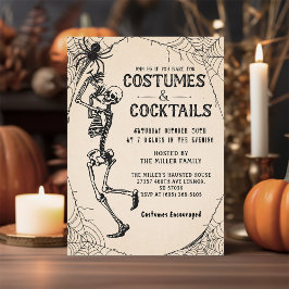 Cocktails & Costumes Skeleton Halloween fest Inbjudningar