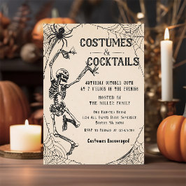 Cocktails & Costumes Skeleton Halloween fest Inbjudningar