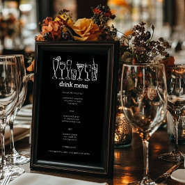 Cocktails Doodle Sketch Modern B&W-ANPASSNINGSBAR  Meny