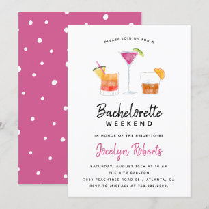 Cocktails Drinks Bachelorette Helg Party Inbjudningar