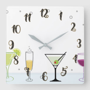 Cocktails Drycker Bubbly Alkohol Vin Glas Kök Fyrkantig Klocka