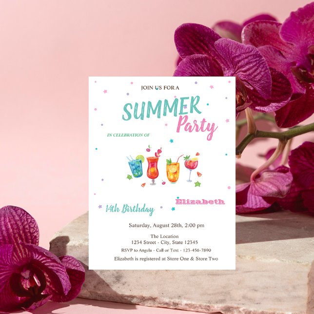 Cocktails Frukter Sommar Födelsedag  Inbjudningar (Skapare uppladdad)