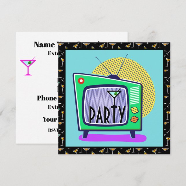 Cocktails Inbjudan (Fram/baksida)