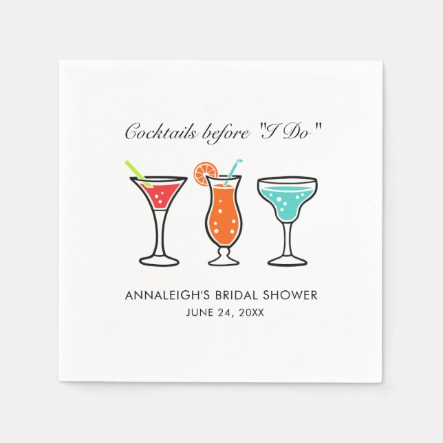 Cocktails innan jag gör bröllopsfest papper pappersservett (Framsidan)
