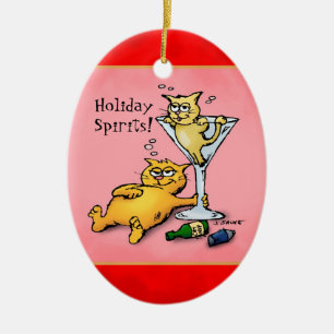 Cocktails & KIttens Holiday Spirits Röd Ornament