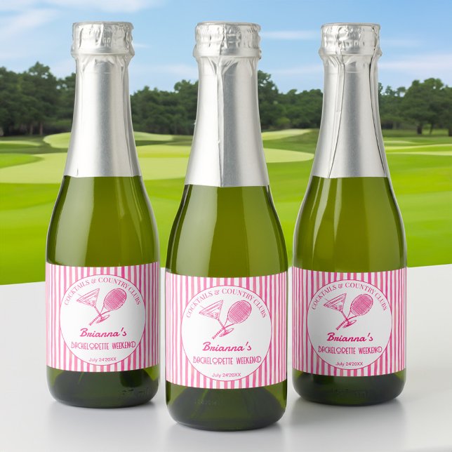 Cocktails land klubbs tennis Bachelorette favors (Cocktails country and clubs tennis Bachelorette party favors personalized Sparkling Wine Label)