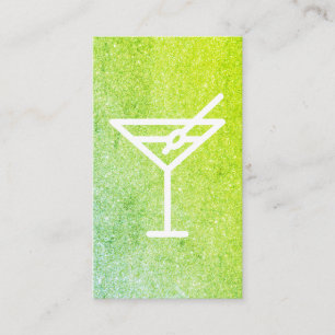 Cocktails Martini Glamor Grönt Glitter Visitkort