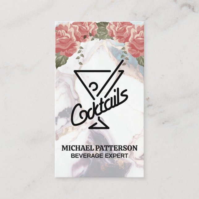 Cocktails Martini Logotyp | Marble och Ro Visitkort (Framsida)
