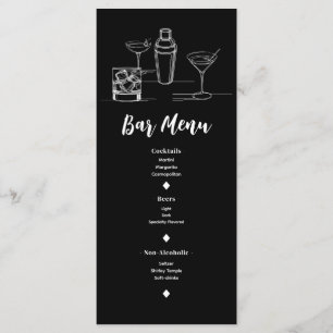 Cocktails Minimal Modern Öppen Bar Bröllopsmeny Meny