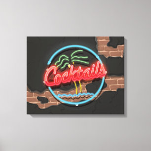 Cocktails Nattklubb Neon Canvastryck