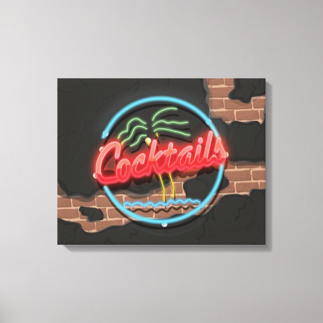 Cocktails Nattklubb Neon Canvastryck (Framsida)