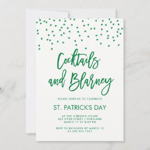 Cocktails och Blarney   Modern Grönt och vit Inbjudningar