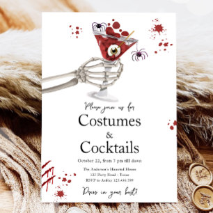 Cocktails och Costumes Boos Sprit Vuxen Halloween Inbjudningar