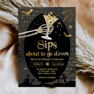 Cocktails och Costumes Brews Boos Sprit Halloween Inbjudningar