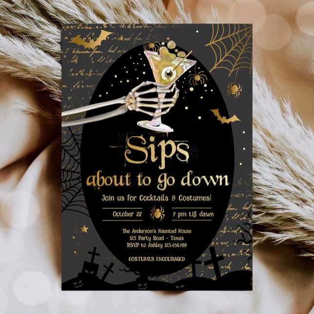 Cocktails och Costumes Brews Boos Sprit Halloween Inbjudningar (Skapare uppladdad)