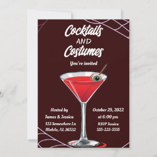 Cocktails och Costumes Halloween fest Inbjudningar