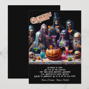 Cocktails och Costumes Halloween fest Inbjudningar