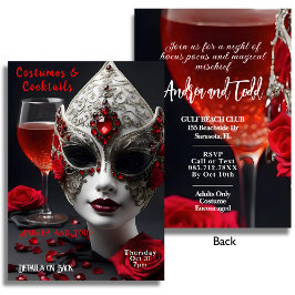 Cocktails och costumes Venetian mask Halloween Inbjudningar