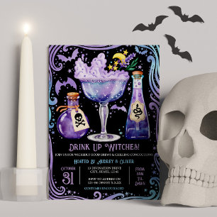 Cocktails och Costumes Witch Halloween fest Inbjudningar