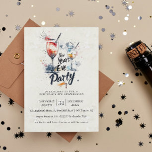 Cocktails och Graffiti Nyårsafton Party Inbjudningar
