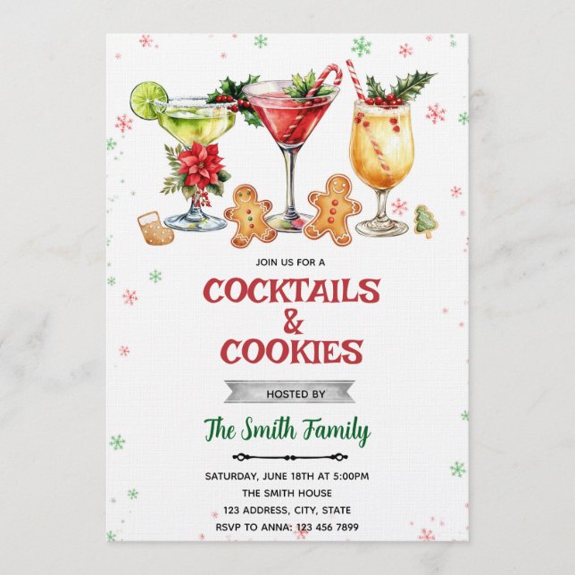 Cocktails och kakor jul inbjudan (Framsida)