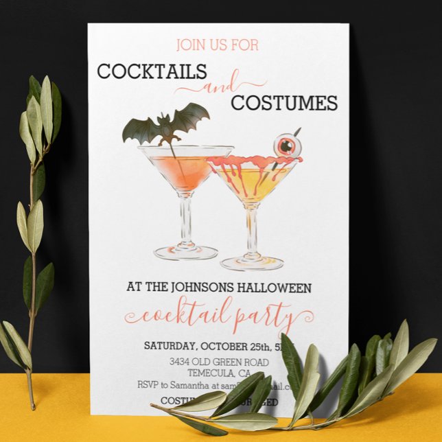 Cocktails och kostymer Halloween-festdrycker Inbjudningar (Skapare uppladdad)