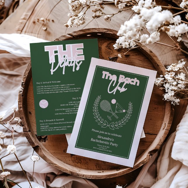 Cocktails och Land Klubbs Bachelorette Itinerary Inbjudningar (Skapare uppladdad)