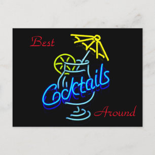 Cocktails Parbrella Drink Neon-tecken Vykort