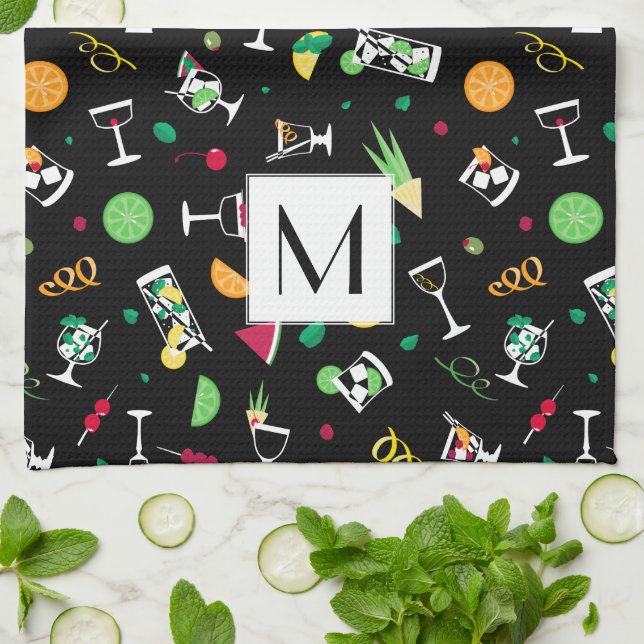 Cocktails Party Mönster Kökshandduk (Vikta)
