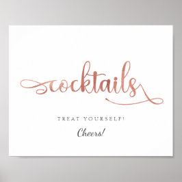 "Cocktails" Ro Guld Bröllop-tecken Poster