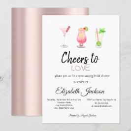 Cocktails Rose Gold Sommar Bröllopsdusch Inbjudningar