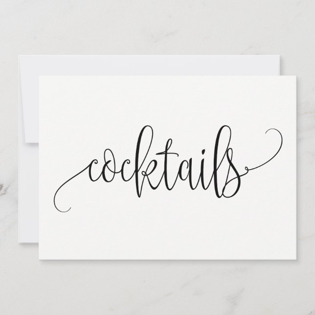 Cocktails Sign - Loely Calligraphy Inbjudningar (Framsida)