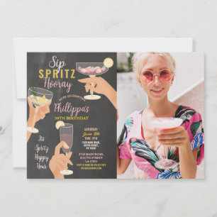 Cocktails Sip Spritz Photo Party Drinks Birthday Inbjudningar