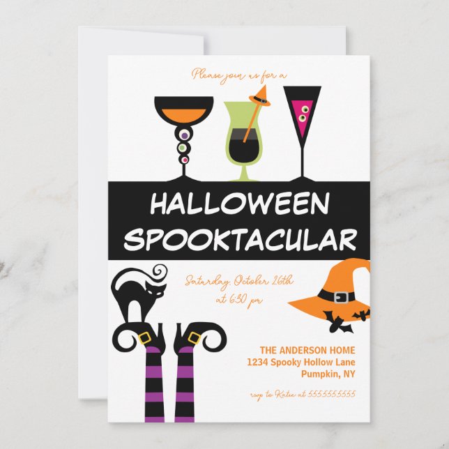 Cocktails Spooktacular Halloween fest Inbjudningar (Framsida)