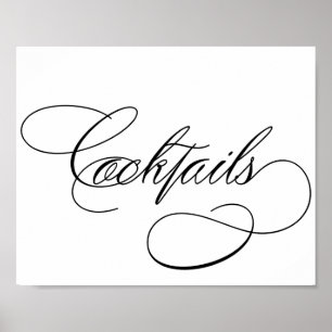 Cocktails Svartskript för Elegant på White Pub S Poster