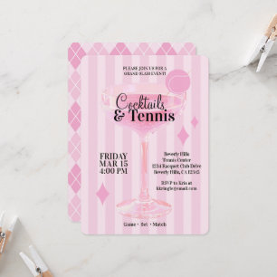 Cocktails & Tennis festinladning (rosa) Inbjudningar