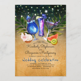 Cocktails Tropical Beach Ljus Bröllop Inbjudningar