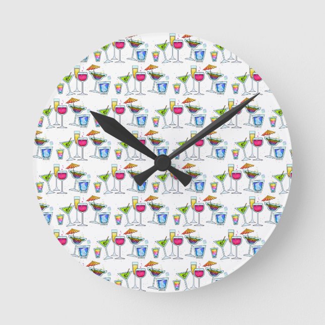 COCKTAILS UP WALL CLOCK RUND KLOCKA (Framsida)