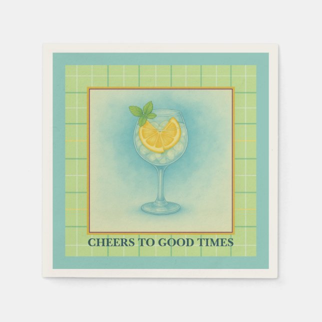 Cocktailservett | Gin & Citron Sommarunderhållning Pappersservett (Framsidan)