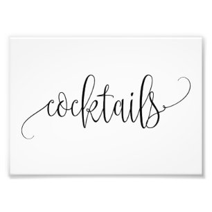 CocktailSign Välj din Storleka eleganta Calligrafi Fototryck